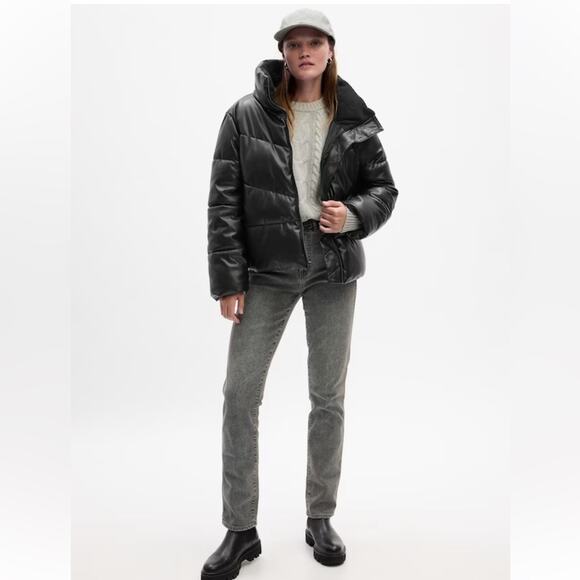 GAP 🆕 Relaxed Vegan-Leather Puffer Jacket SIZE XXL - Picture 1 of 7